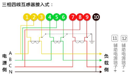 威勝DTSD341-MB3三相四線多功能電能表經(jīng)互感器怎么接線?